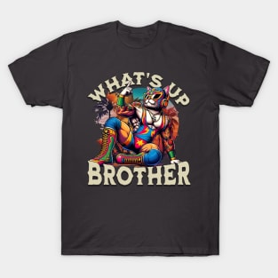 What's Up Brother" Beach Luchador Cat T-Shirt